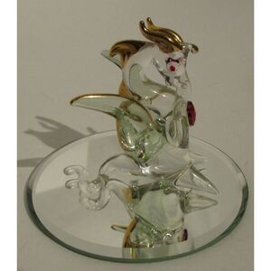 Glass art dragon red birthstone trimmed in gold